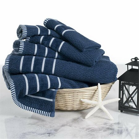 KD MUEBLES DE DORMITORIO Combed Cotton Towel Set Rice Weave 6 Piece - Navy KD3242803
